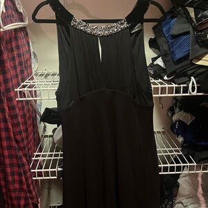 BCBGMaxAzria Black Backless Dress with Silver Accents